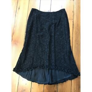 Cachet Black High Low Formal Lace Sparkle Beaded Rayon Nylon Dress Skirt 12 32"